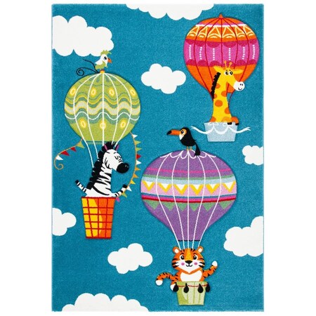 Safavieh 8 x 10 ft. Carousel Kids 100 Power Loomed Rectangle Area Rug Blue & Green CRK118M-8